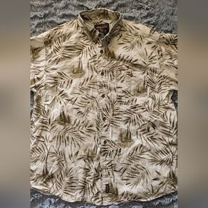 John Rich & Bros Woolrich Mens Shirt XL Cotton Sailing Tropical Hawaiian Vintage